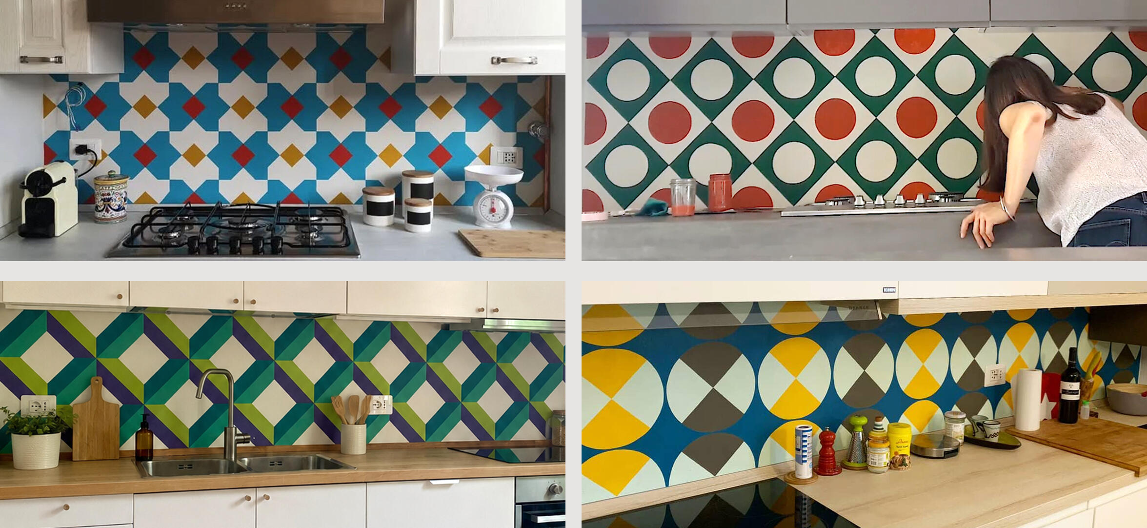 Beabarcas - Decorazioni Cucine fondali paraschizzi di cucine decorati a mano con motivi geometrici