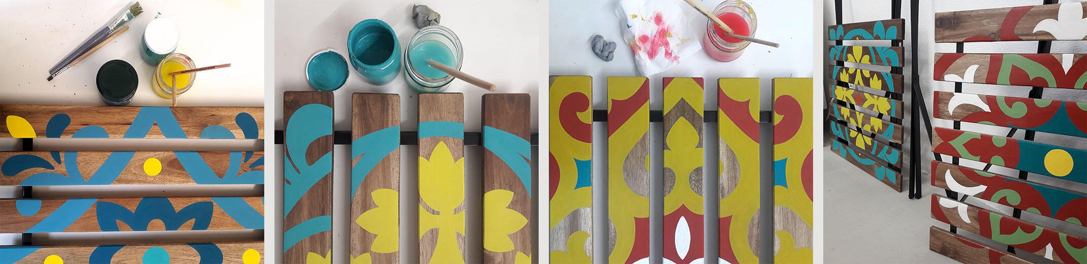 Beabarcas - Sapori Solari decorazione su tavolini in legno in stile cementine tradizionali